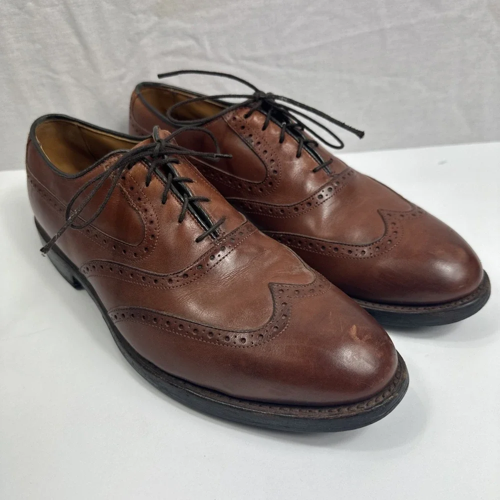 ALLEN EDMONDS Birmingham Mens 10D Dress Shoes Brown Wingtip Leather Oxford